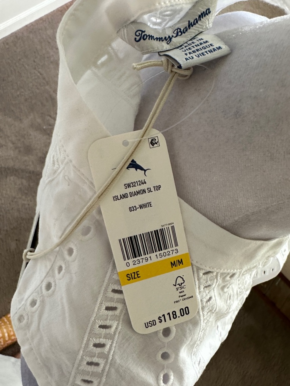 Tommy Bahama White Eyelet Sleeveless Blouse - Picture 8 of 10